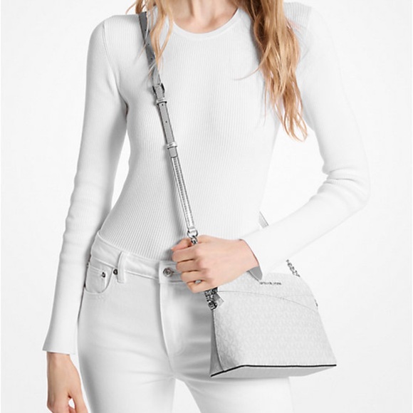 Michael Kors Jet Set Travel Medium Signature Logo Dome Crossbody Satchel NWT - Picture 1 of 16